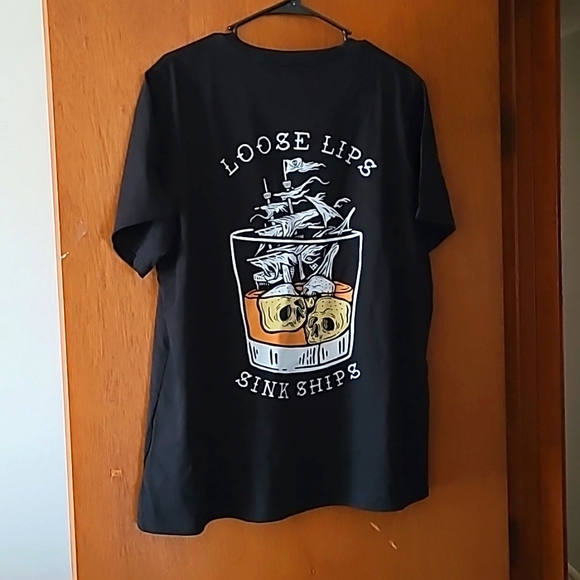 mickioy Tops - Mickioy Brand, Black tshirt 3x Pirate loose lips sink ships goth bar